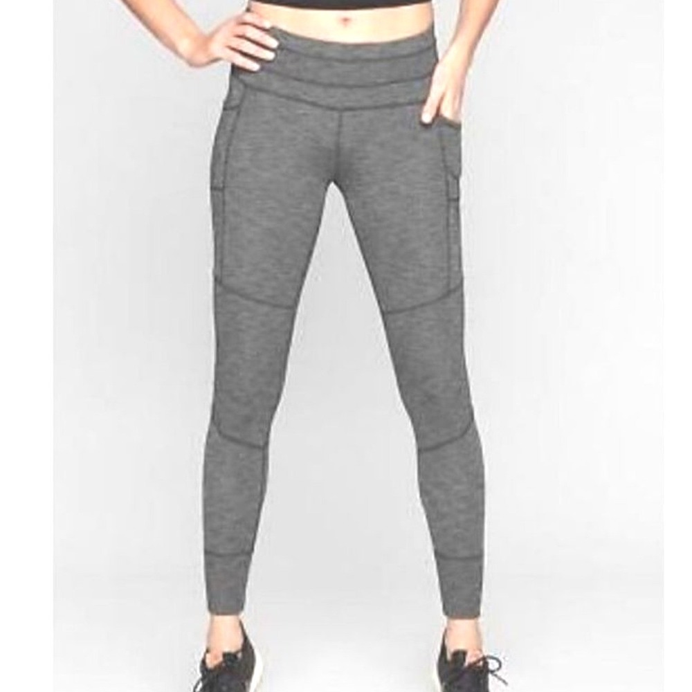 Athleta Womens Gray Heathered High‎ Rise Pocket Leggings XS Athletic Yoga Pants
